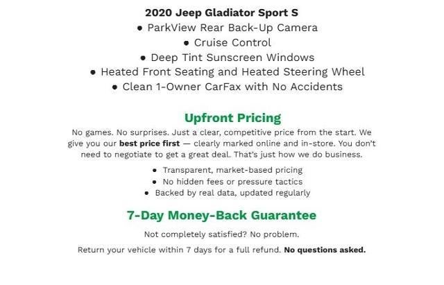 2020 Jeep Gladiator Sport 4x4 in Sting-Gray Clearcoat — front three-quarter view