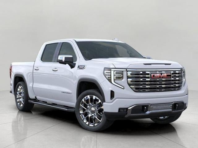 2026 GMC Sierra 1500 4WD Crew Cab 147 Denali in Glacier White Tricoat — front three-quarter view