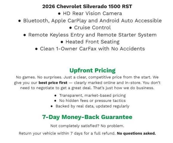2026 Chevrolet Silverado 1500 4WD Crew Cab 147 RST in Black — front three-quarter view