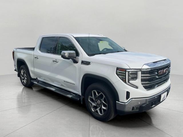 2023 GMC Sierra 1500 4WD Crew Cab 147 SLT in Summit White — front three-quarter view